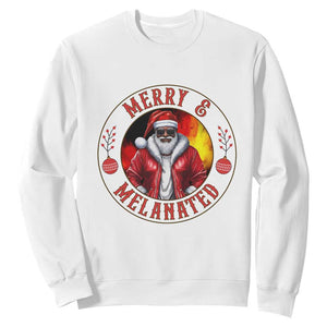 Black Santa Merry And Melanated Sweatshirt Christmas Holiday Gift TS12 White Print Your Wear