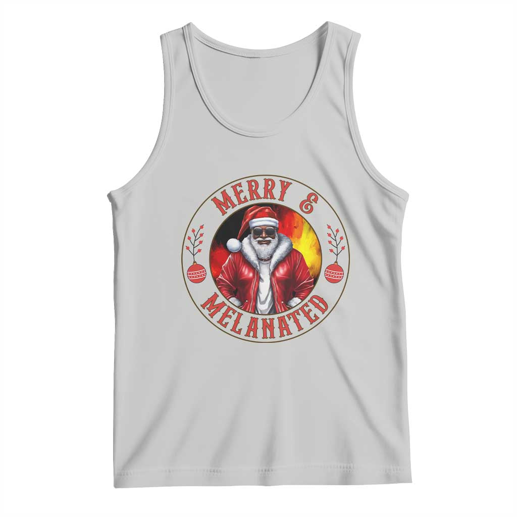 Black Santa Merry And Melanated Tank Top Christmas Holiday Gift TS12 Ash Print Your Wear