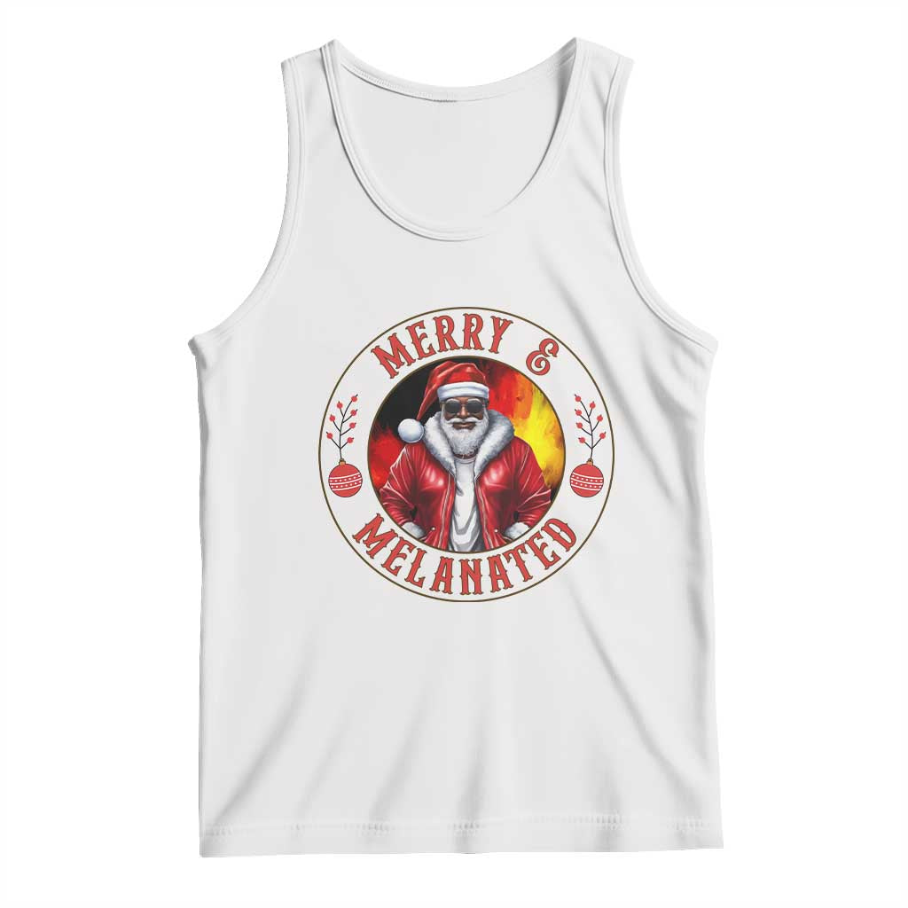 Black Santa Merry And Melanated Tank Top Christmas Holiday Gift TS12 White Print Your Wear