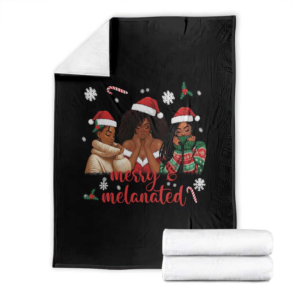 Melanin Christmas Throw Blanket Merry And Melanated Holiday Gift For Girl TS12 Black Print Your Wear