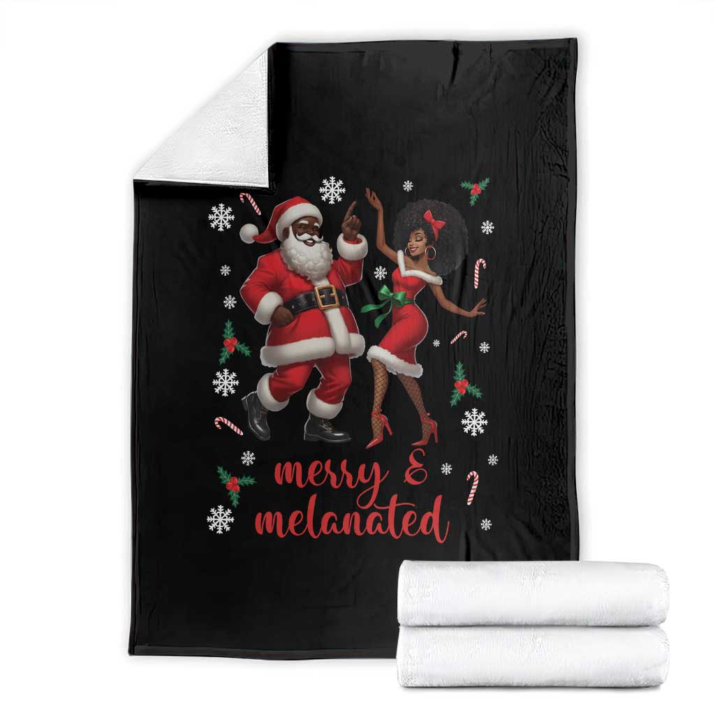 African American Christmas Throw Blanket Funny Dancing Black Santa And Mrs Claus Merry And Melanated TS12 Black Print Your Wear
