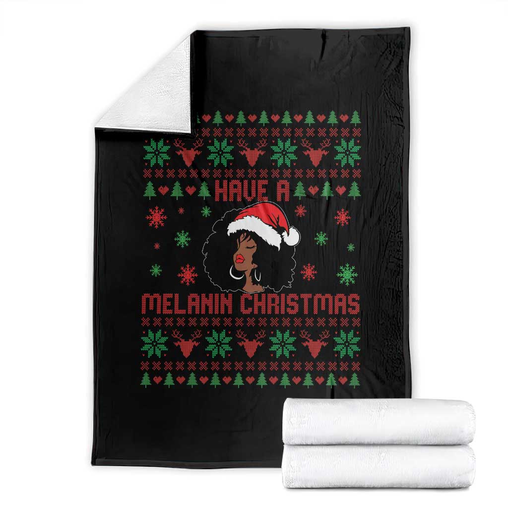 Have A Melanin Christmas Throw Blanket Cute Black Santa Girl Ugly Xmas TS12 Black Print Your Wear