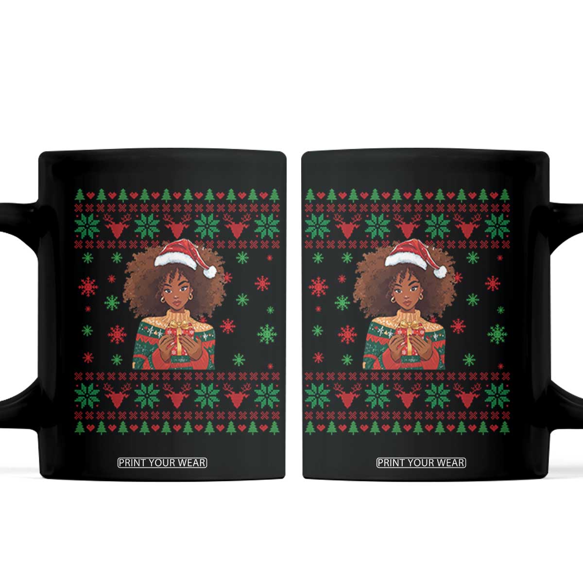 Black Queen Christmas Coffee Mug African American Girl Black Pride TS12 Black Print Your Wear