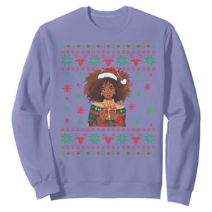 Black Queen Christmas Sweatshirt African American Girl Black Pride TS12 Violet Print Your Wear