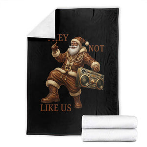 They Not Like Us Throw Blanket Funny Christmas Black Santa Claus TS12 Black Print Your Wear