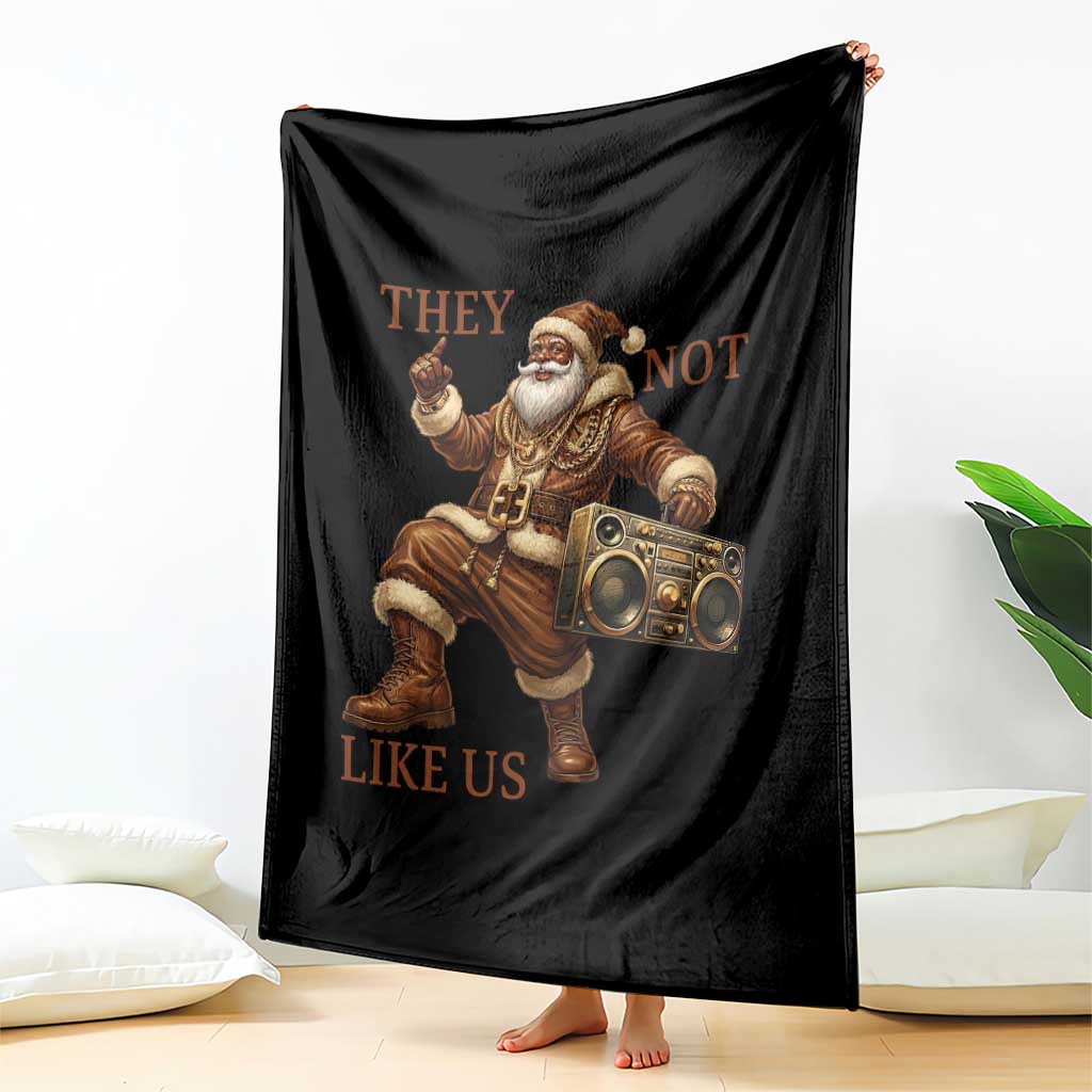 They Not Like Us Throw Blanket Funny Christmas Black Santa Claus TS12 Print Your Wear