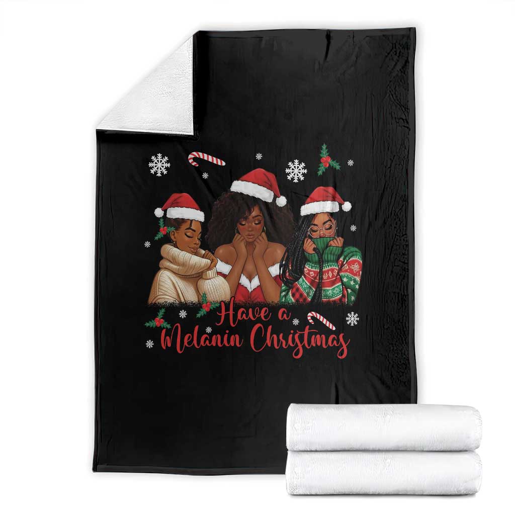 Have A Melanin Christmas Throw Blanket Black Girl Xmas Gift TS12 Black Print Your Wear