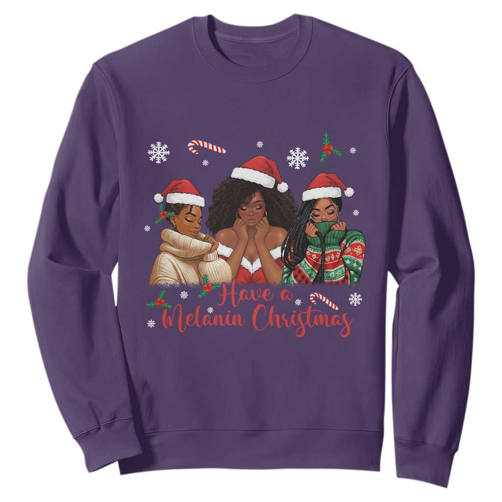 Have A Melanin Christmas Sweatshirt Black Girl Xmas Gift TS12 Purple Print Your Wear