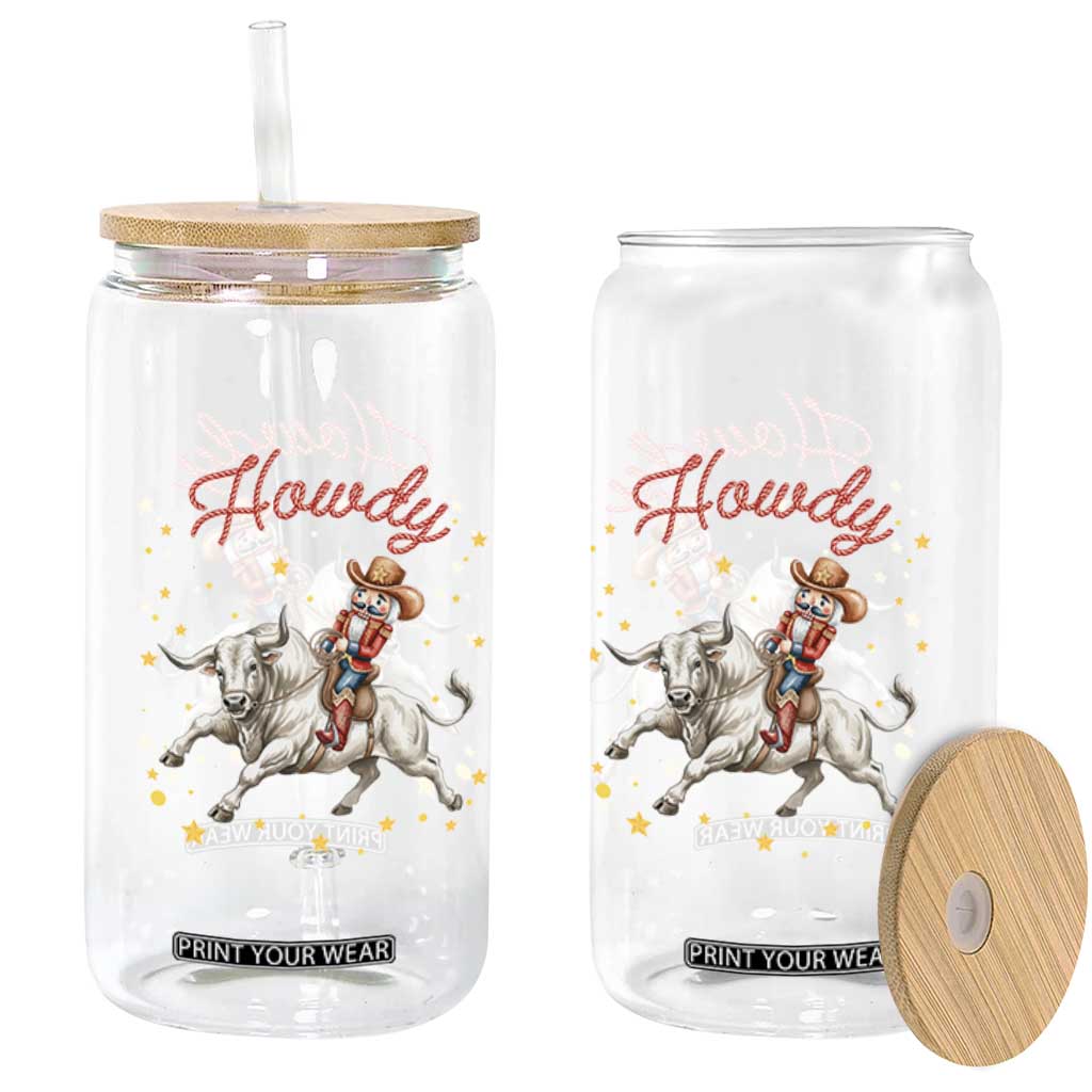 Funny Nutcracker Bull Riding Glass Can Howdy Western Christmas Holiday Gift TS12 Print Your Wear