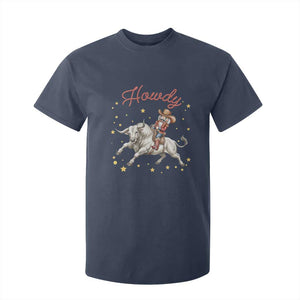 Funny Nutcracker Bull Riding T Shirt For Kid Howdy Western Christmas Holiday Gift TS12 Navy Print Your Wear