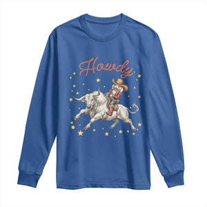 Funny Nutcracker Bull Riding Long Sleeve Shirt Howdy Western Christmas Holiday Gift TS12 Royal Blue Print Your Wear