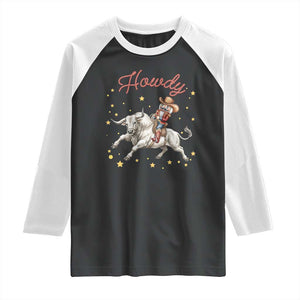Funny Nutcracker Bull Riding Raglan Shirt Howdy Western Christmas Holiday Gift TS12 Black White Print Your Wear