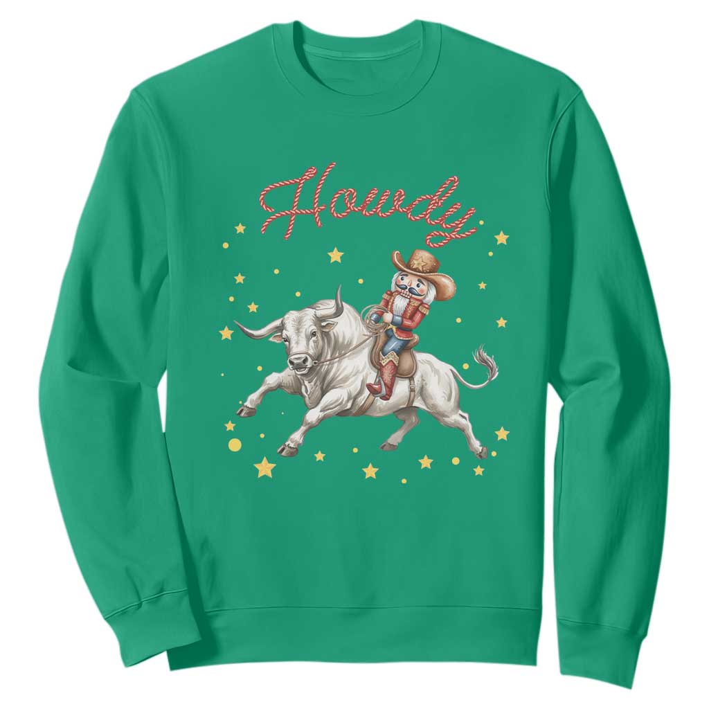 Funny Nutcracker Bull Riding Sweatshirt Howdy Western Christmas Holiday Gift TS12 Irish Green Print Your Wear