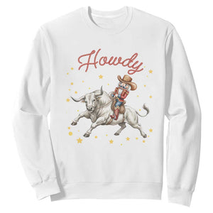 Funny Nutcracker Bull Riding Sweatshirt Howdy Western Christmas Holiday Gift TS12 White Print Your Wear