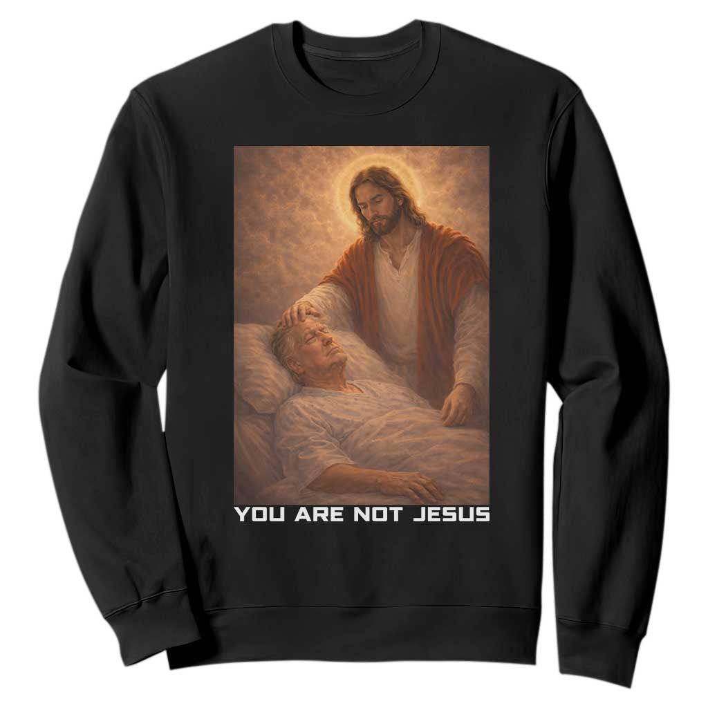 Funny Sarcastic Political Satire Sweatshirt You Are Not Jesus TS12 Black Print Your Wear