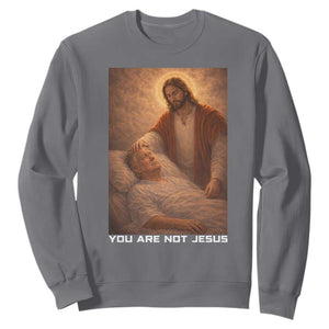 Funny Sarcastic Political Satire Sweatshirt You Are Not Jesus TS12 Charcoal Print Your Wear