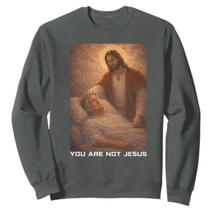 Funny Sarcastic Political Satire Sweatshirt You Are Not Jesus TS12 Dark Heather Print Your Wear