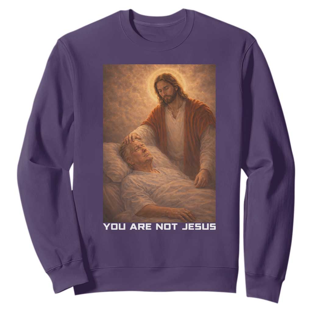 Funny Sarcastic Political Satire Sweatshirt You Are Not Jesus TS12 Purple Print Your Wear