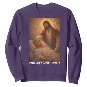 Funny Sarcastic Political Satire Sweatshirt You Are Not Jesus TS12 Purple Print Your Wear