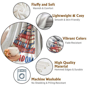 Funny Patriotic Book Lover Gift Throw Blanket Freadom TS12 Print Your Wear