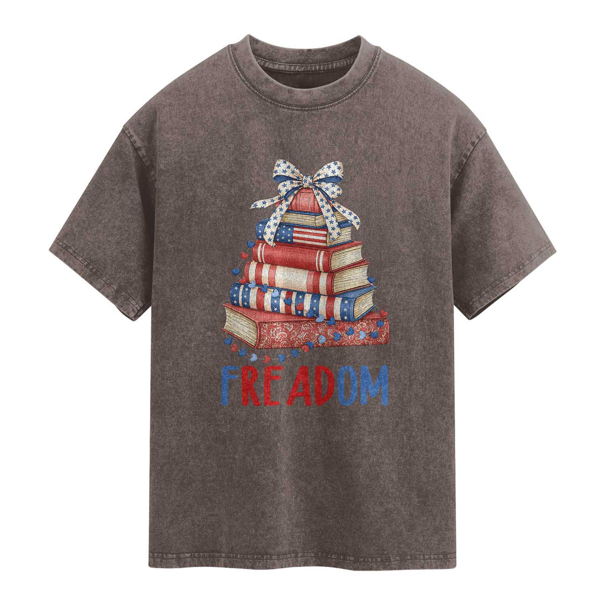 Funny Patriotic Book Lover Gift Washed Cotton T-Shirt Freadom