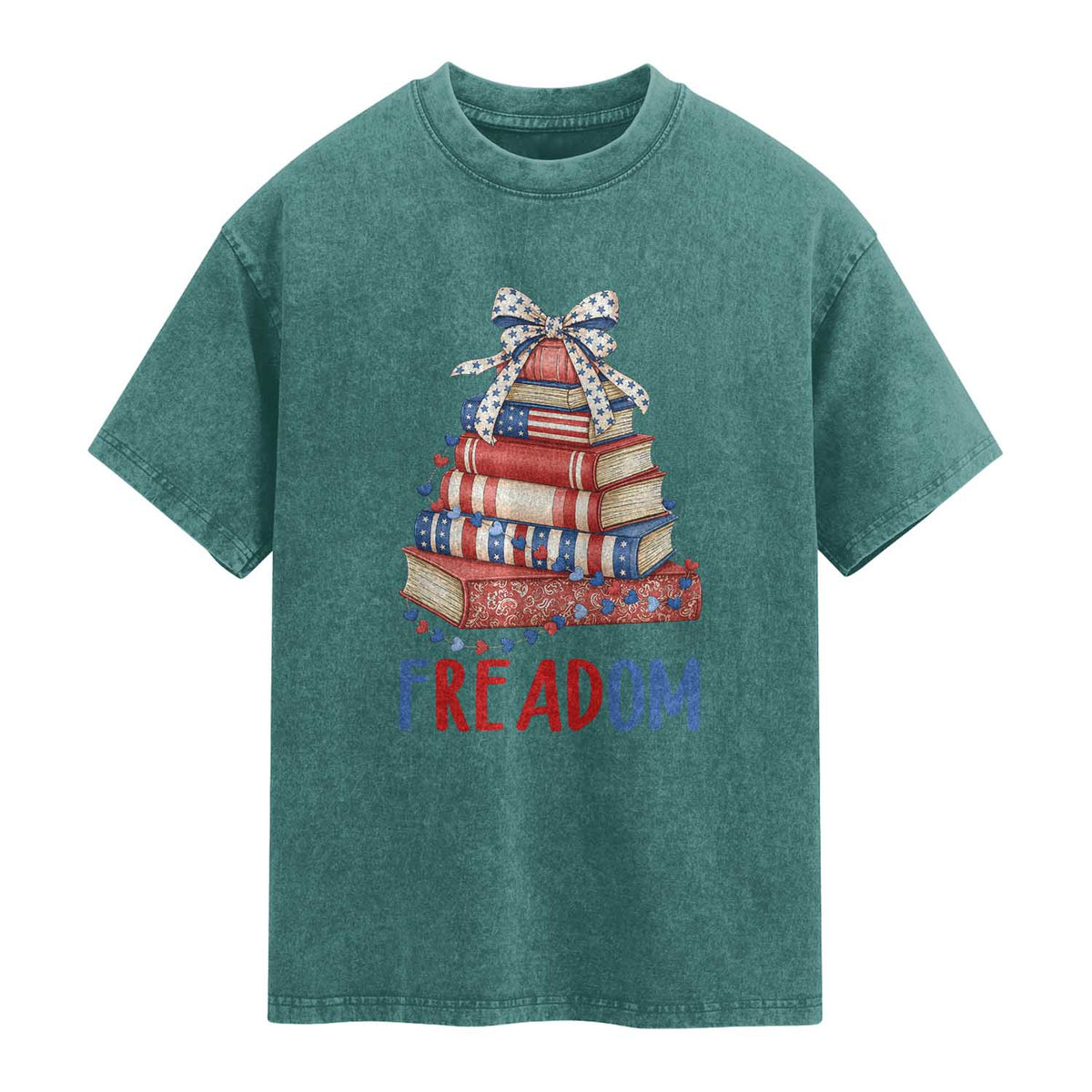 Funny Patriotic Book Lover Gift Washed Cotton T-Shirt Freadom