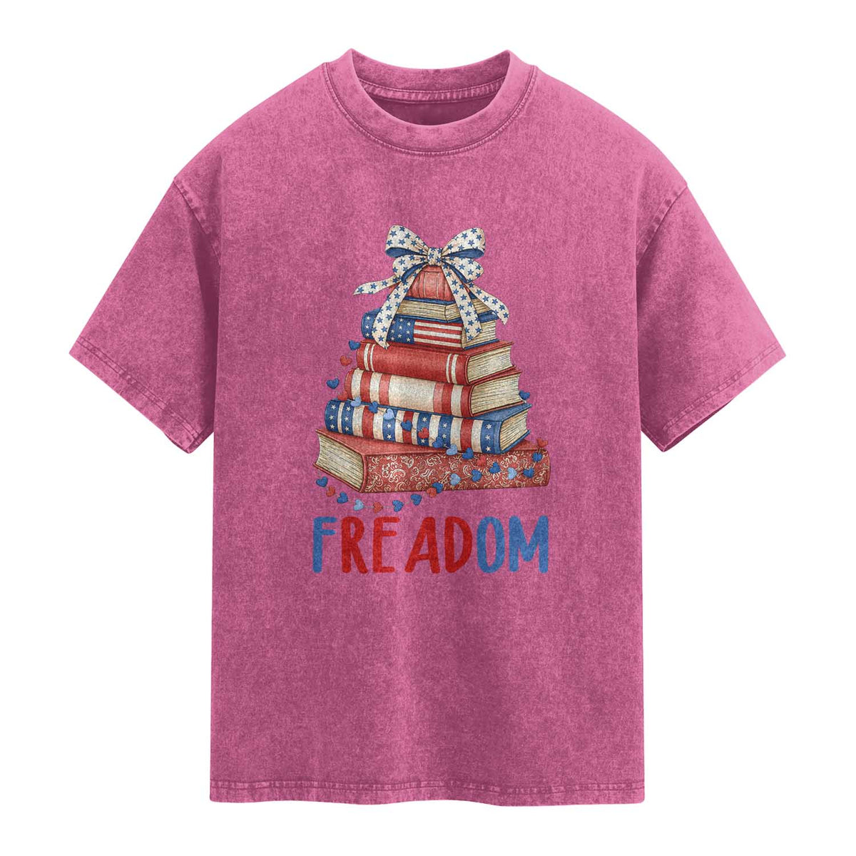 Funny Patriotic Book Lover Gift Washed Cotton T-Shirt Freadom