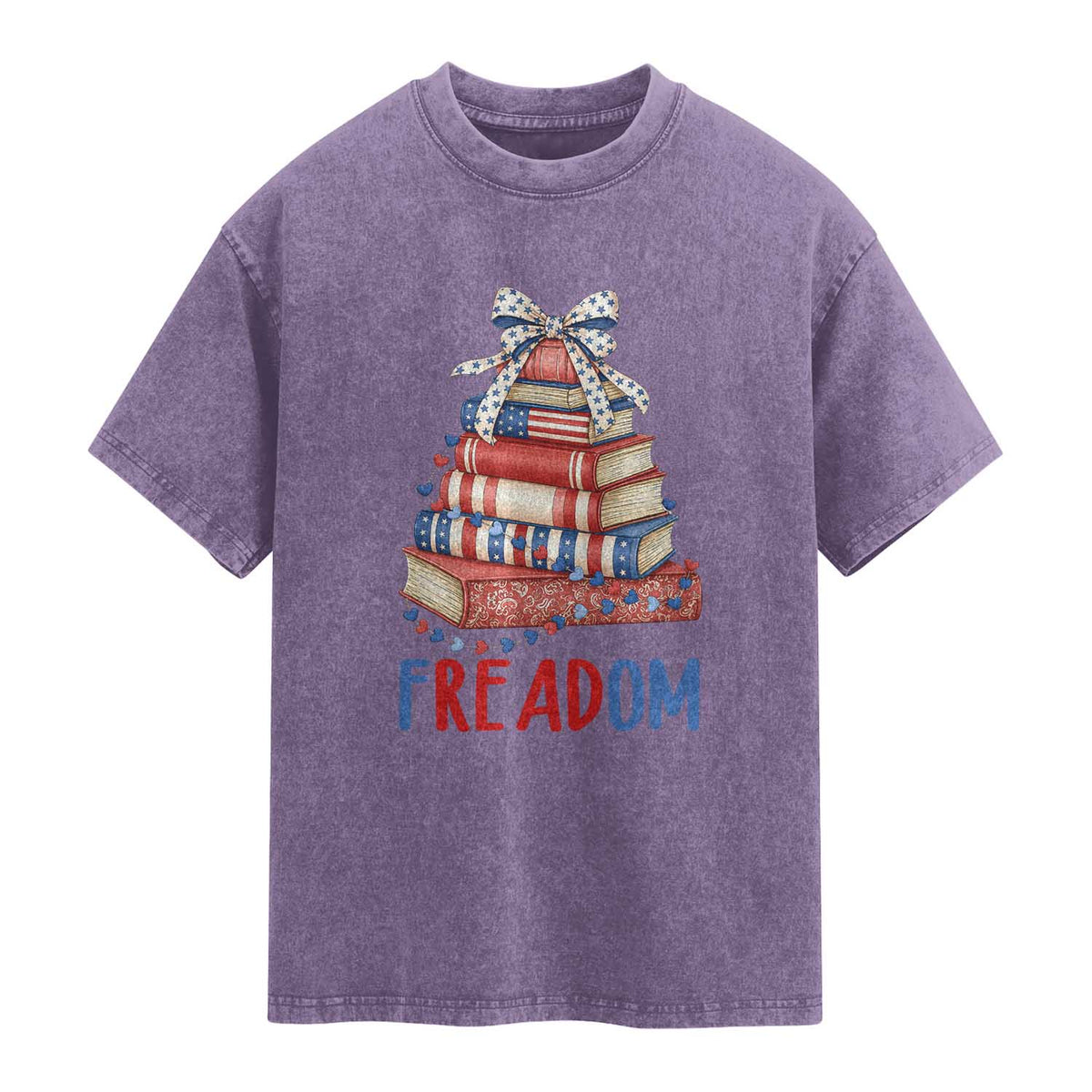 Funny Patriotic Book Lover Gift Washed Cotton T-Shirt Freadom