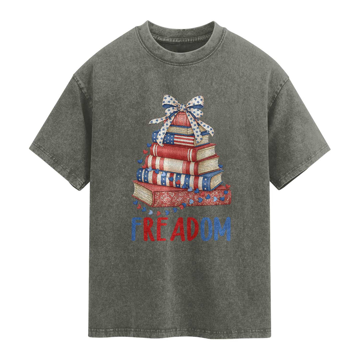Funny Patriotic Book Lover Gift Washed Cotton T-Shirt Freadom