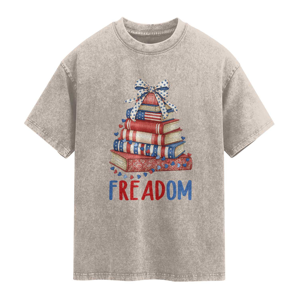 Funny Patriotic Book Lover Gift Washed Cotton T-Shirt Freadom