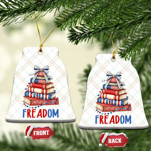 Funny Patriotic Book Lover Gift Ceramic Ornament Freadom TS12 Print Your Wear