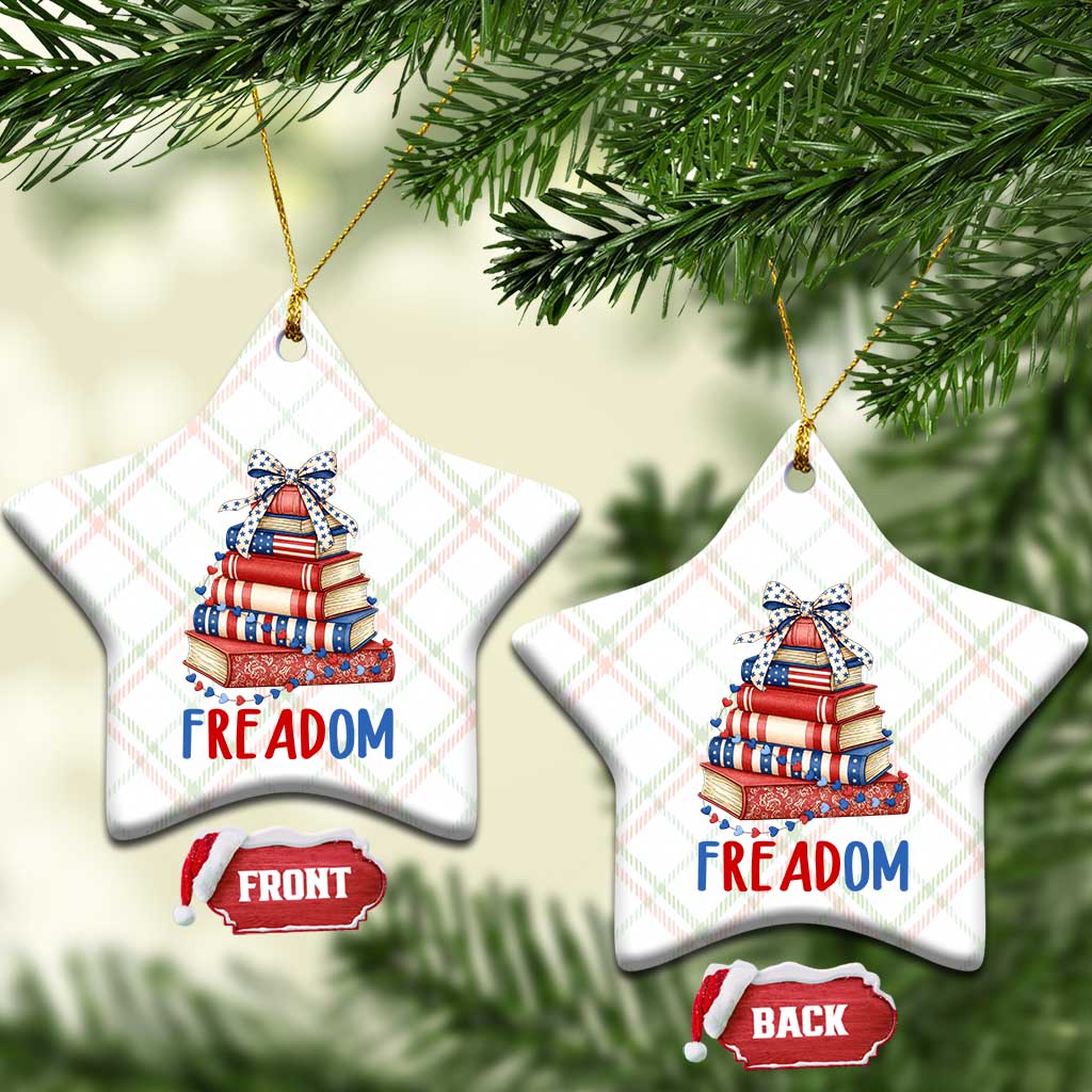 Funny Patriotic Book Lover Gift Ceramic Ornament Freadom TS12 Print Your Wear