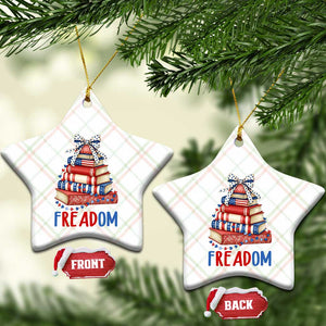 Funny Patriotic Book Lover Gift Ceramic Ornament Freadom TS12 Print Your Wear
