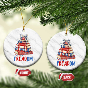Funny Patriotic Book Lover Gift Ceramic Ornament Freadom TS12 1pc White Marble Print Your Wear