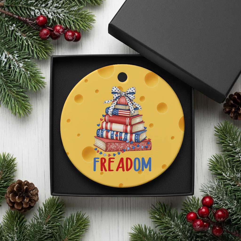 Funny Patriotic Book Lover Gift Ceramic Ornament Freadom TS12 1pc Yellow Cheese Print Your Wear