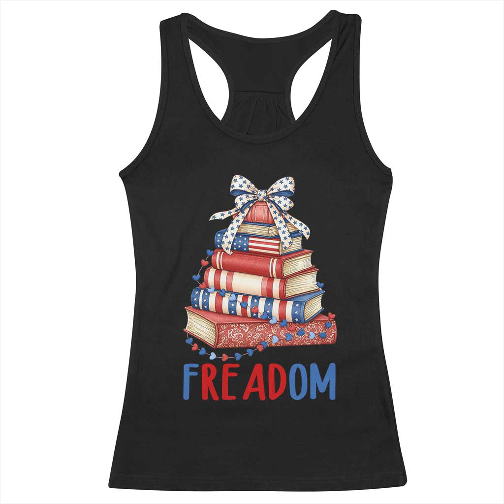 Funny Patriotic Book Lover Gift Racerback Tank Top Freadom TS12 Black Print Your Wear