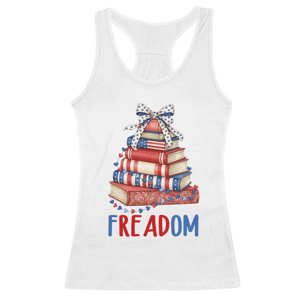 Funny Patriotic Book Lover Gift Racerback Tank Top Freadom TS12 White Print Your Wear