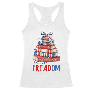 Funny Patriotic Book Lover Gift Racerback Tank Top Freadom TS12 White Print Your Wear