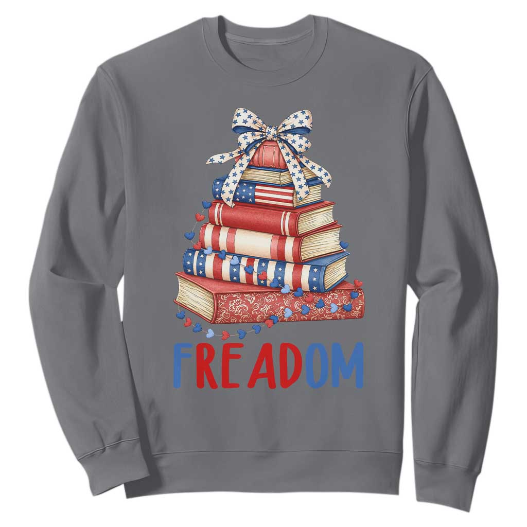 Funny Patriotic Book Lover Gift Sweatshirt Freadom TS12 Charcoal Print Your Wear