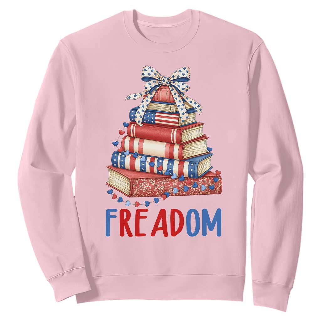 Funny Patriotic Book Lover Gift Sweatshirt Freadom TS12 Light Pink Print Your Wear