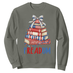 Funny Patriotic Book Lover Gift Sweatshirt Freadom TS12 Military Green Print Your Wear