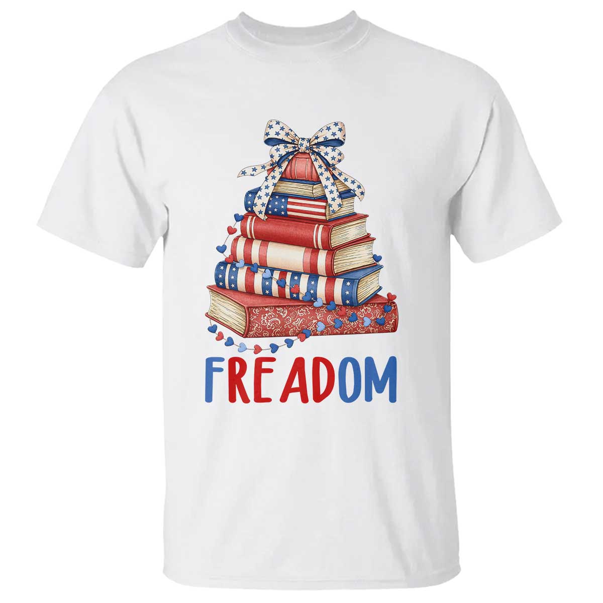 Funny Patriotic Book Lover Gift T Shirt Freadom TS12 White Print Your Wear