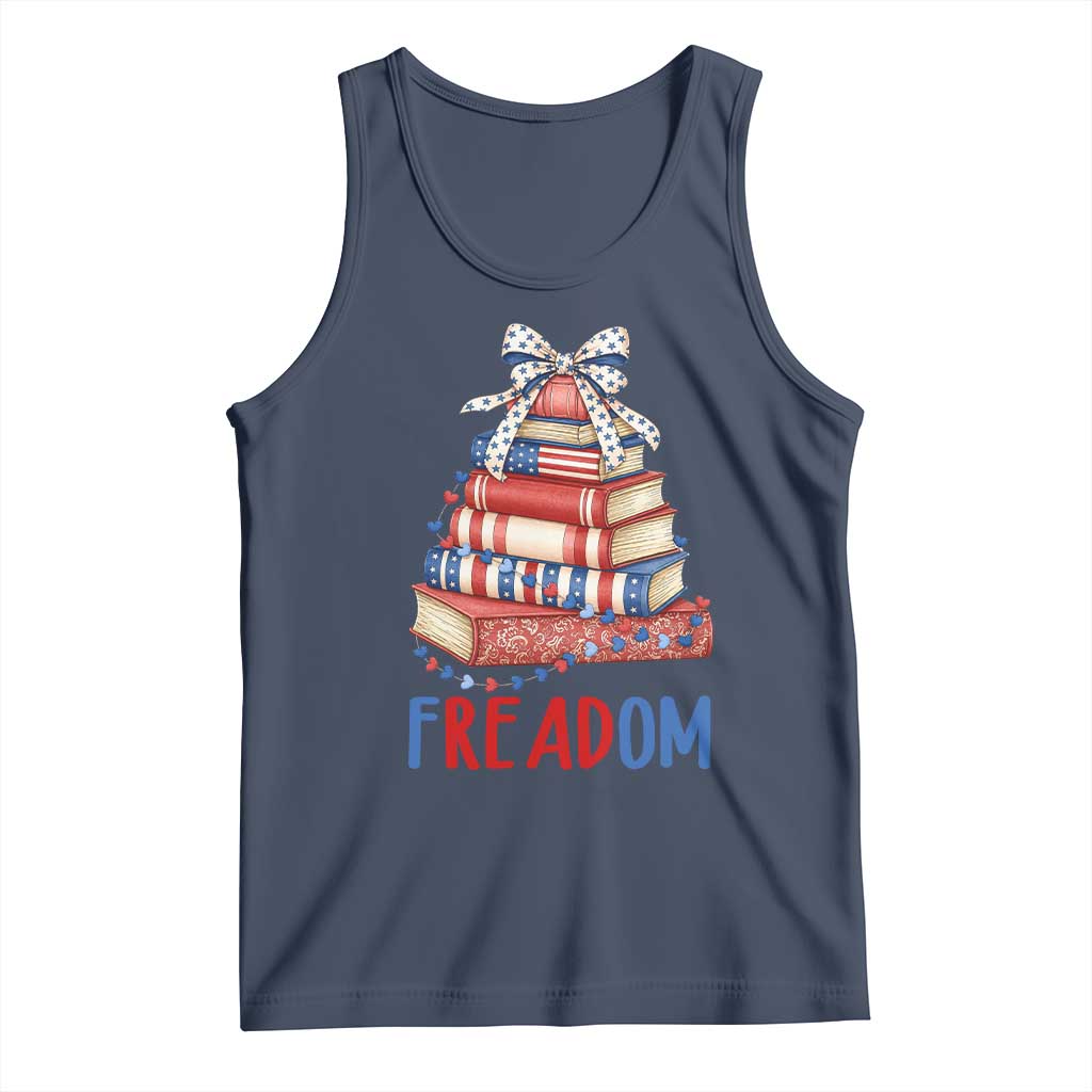 Funny Patriotic Book Lover Gift Tank Top Freadom TS12 Navy Print Your Wear