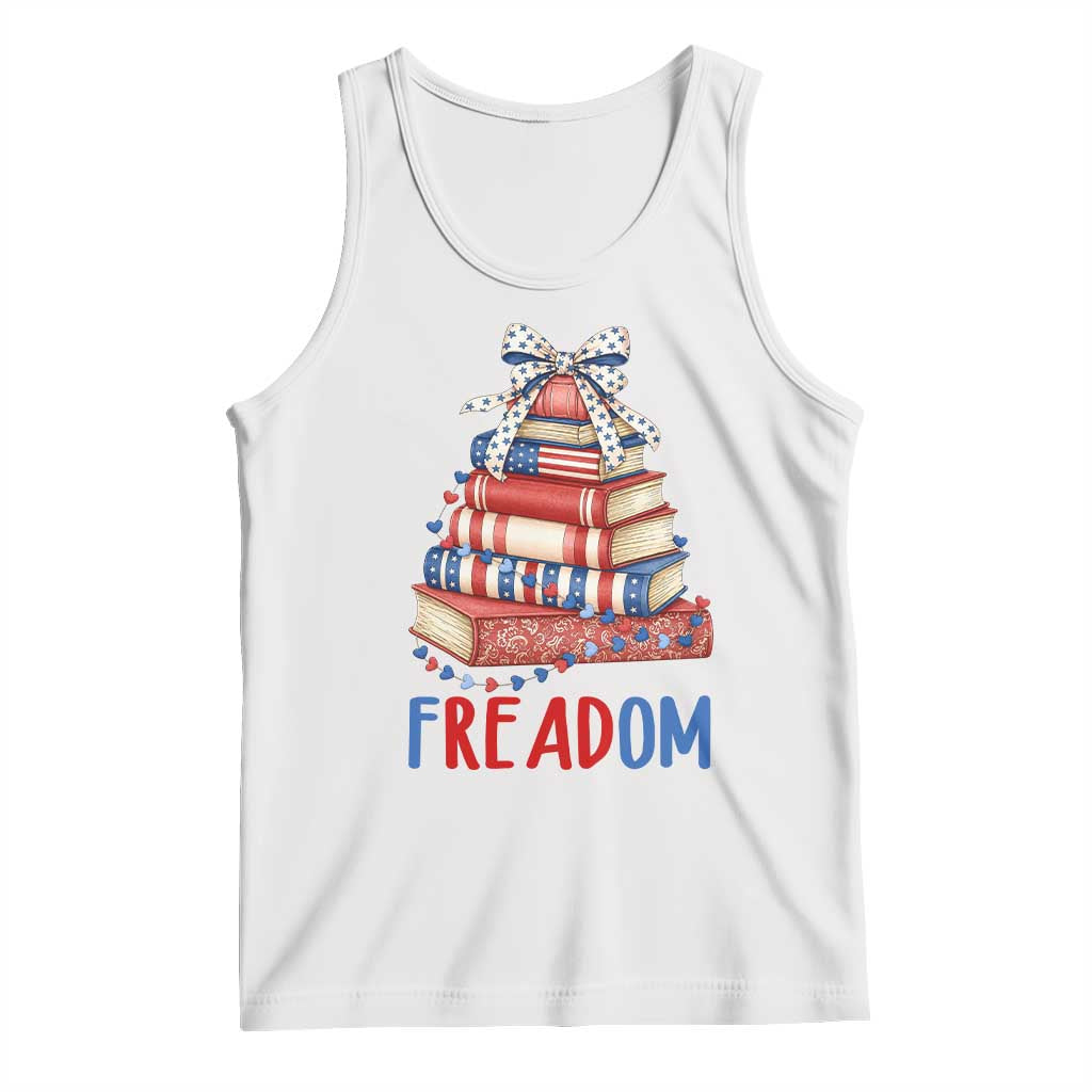 Funny Patriotic Book Lover Gift Tank Top Freadom TS12 White Print Your Wear