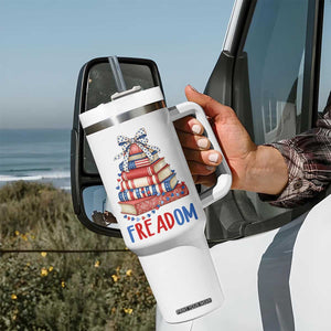 Funny Patriotic Book Lover Gift Tumbler With Handle Freadom TS12 Print Your Wear