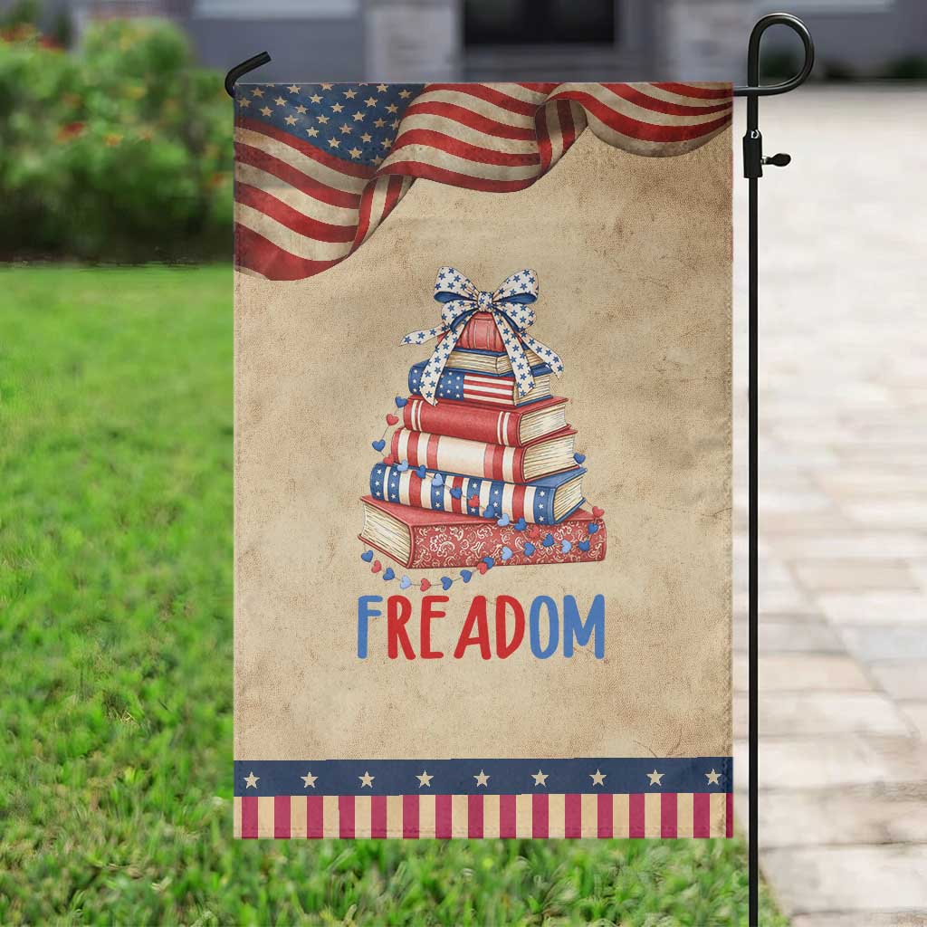 Funny Book Lover Gift Patriotic Garden Flag Freadom TS12 Vintage Rustic Tan Navy Print Your Wear