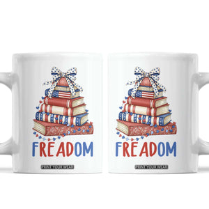Funny Patriotic Book Lover Gift Coffee Mug Freadom TS12 White Print Your Wear