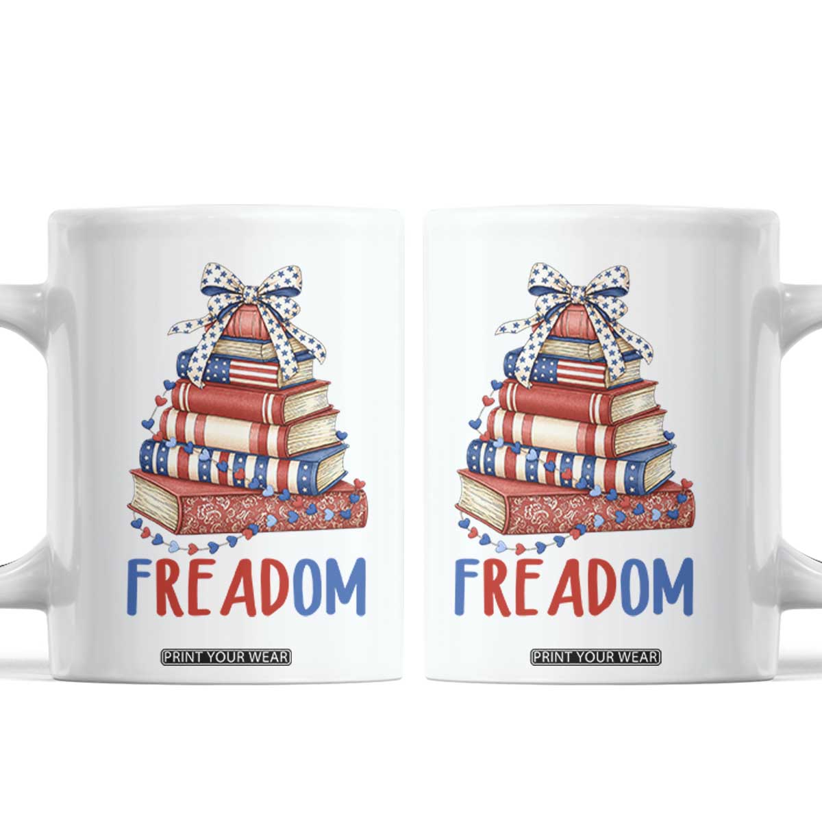 Funny Patriotic Book Lover Gift Coffee Mug Freadom TS12 White Print Your Wear