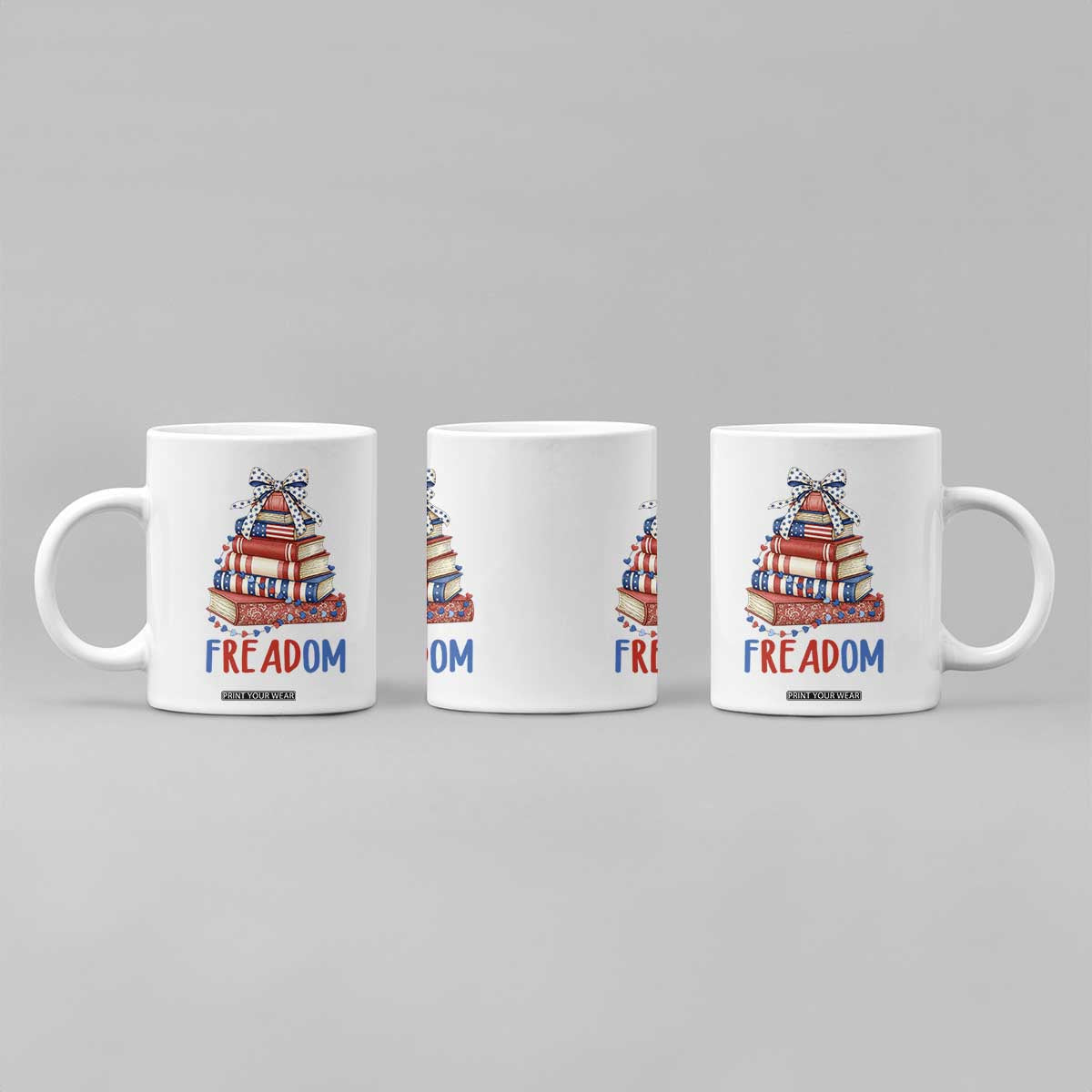 Funny Patriotic Book Lover Gift Coffee Mug Freadom TS12 Print Your Wear