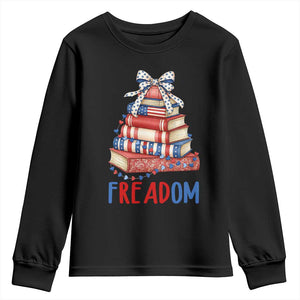 Funny Patriotic Book Lover Gift Youth Sweatshirt Freadom TS12 Black Print Your Wear